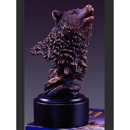 MARIAN IMPORTS Marian Imports F15114 4 x 7.5 in.Treasure of Nature Howling Bronze Wolf Head Statue 15114
